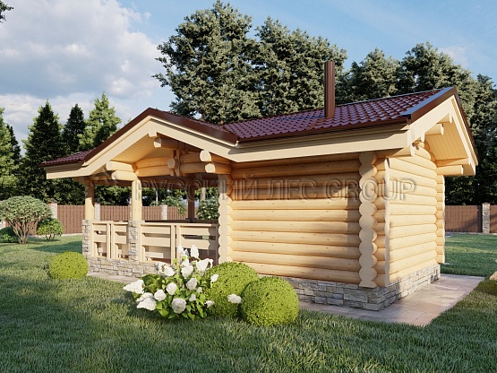 Дом из бревна проект ИСОДЗАКИ 32,3м2 4,0х8,0