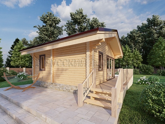 Дом из бруса проект ТЕРРАНЬИ 27,30м2 5,6х5,6