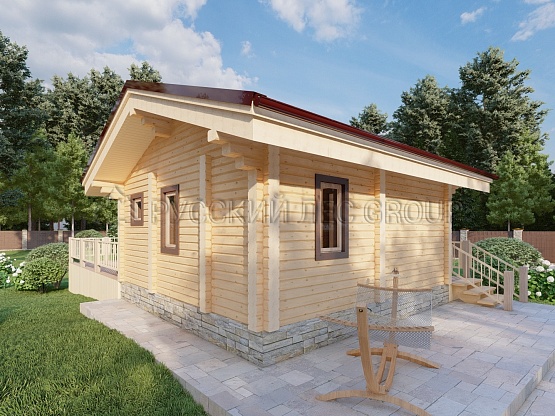 Дом из бруса проект ТЕРРАНЬИ 27,30м2 5,6х5,6