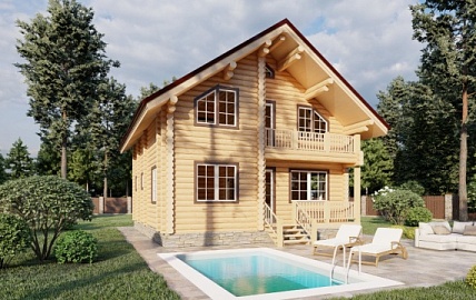 Дом из бревна 8,40 х 10,35, проект - Палладио